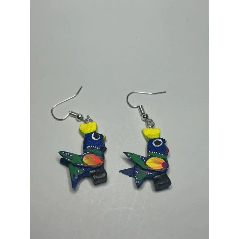 Handmade Alebrije Bird Earrings – Mexican Folk Art Artisan Jewelry